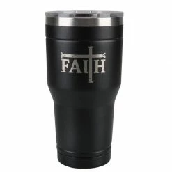 Lincoln Outfitters "Faith" 30 oz. Religious Tumbler, Black - 89-634-0204 - Tumblers