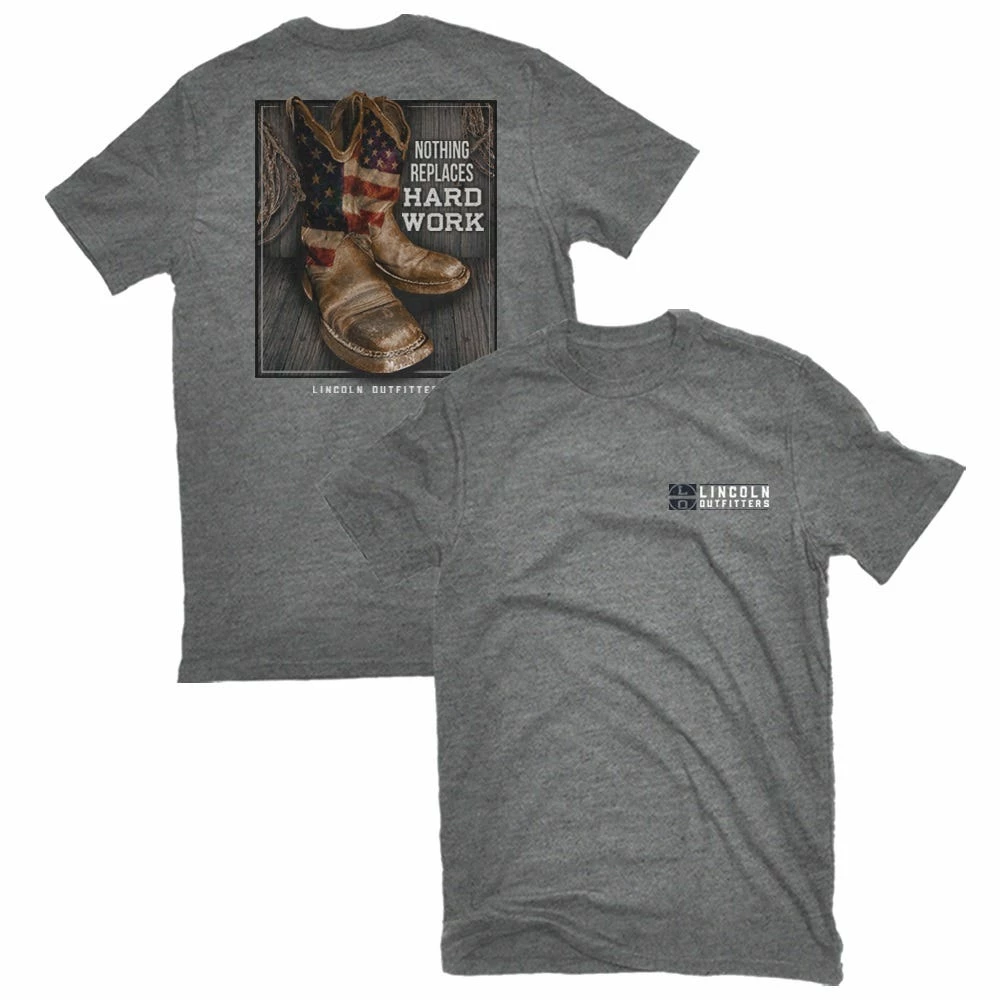Lincoln Outfitters Men's Short Sleeve Cowboy Boots T-Shirt Graphite Heather - LO-132GH - T-Shirts 1 Lincoln Outfitters Men's Short Sleeve Cowboy Boots T-Shirt Graphite Heather - LO-132GH - T-Shirts
