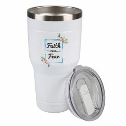 Lincoln Outfitters "Faith Over Fear" 30 oz. Religious Tumbler, White - 89-643-0204 - Tumblers -LINCOLN OUTFITTERS Store 617b295e2cee532deb8ea221af56024819eb3f64 32631066 3