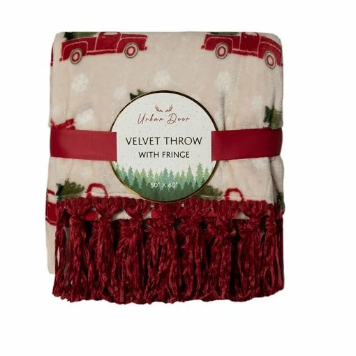 Lincoln Outfitters Orange Velvet 50 x 60 Throw with printed truck Patch applique - RK-VELAP-TRK - Blankets & Bedspreads -LINCOLN OUTFITTERS Store 6493a21c390492899da6c2eebe74ec3a01f14110 490930014 main