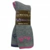 Lincoln Outfitters Ladies Merino Wool Boot Sock - 2 Pack - Grey With Fuchsia And Teel Top Stripes-Ladies Size Medium RT/L2/823-PK/PU-M - Socks Women's