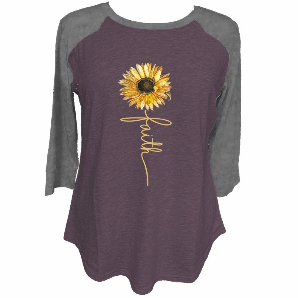 Lincoln Outfitters Ladies Three Quarter Sleeve Faith Sunflower Graphite Heather- LO-LFW-05 - Three Quarter Length Shirts Women's 1 Lincoln Outfitters Ladies Three Quarter Sleeve Faith Sunflower Graphite Heather- LO-LFW-05 - Three Quarter Length Shirts Women's