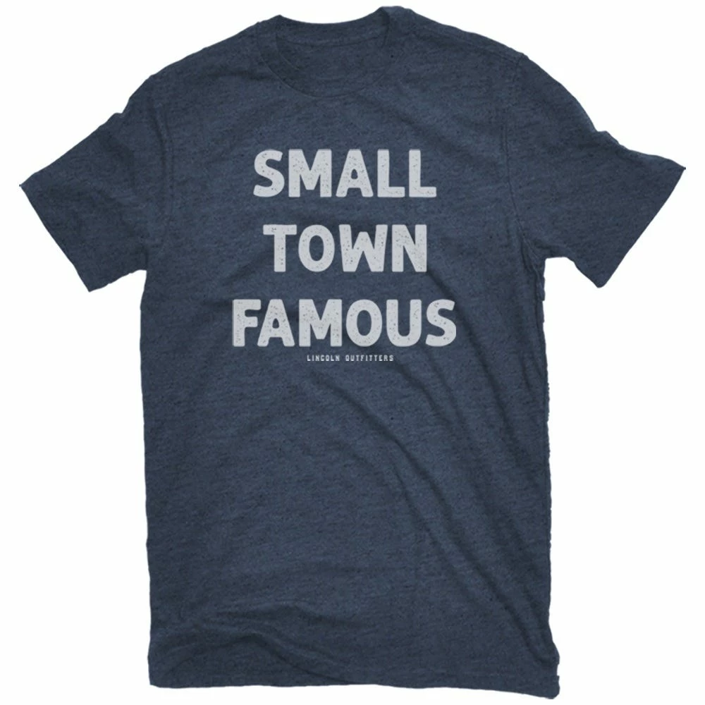 Lincoln Outfitters Men's Short Sleeve Small Town Famous T-Shirt Vintage Indigo Black Heather - LO-146-VIBH - T-Shirts