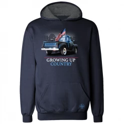 LO Youth Boy's Growing Up Country Polyester Long Sleeve Hoodie Navy - LOYPH-08 - Hooded Sweatshirt Kid's