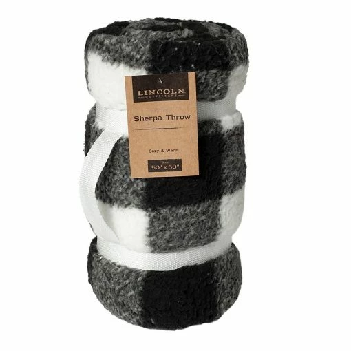 Lincoln Outfitters Black White Buffalo Check Sherpa 50 x 60 Throw - RK-SHERP-CLBF - Blankets & Bedspreads -LINCOLN OUTFITTERS Store c8c6621a3ed82c74c771903b555d514102499391 490930006 main