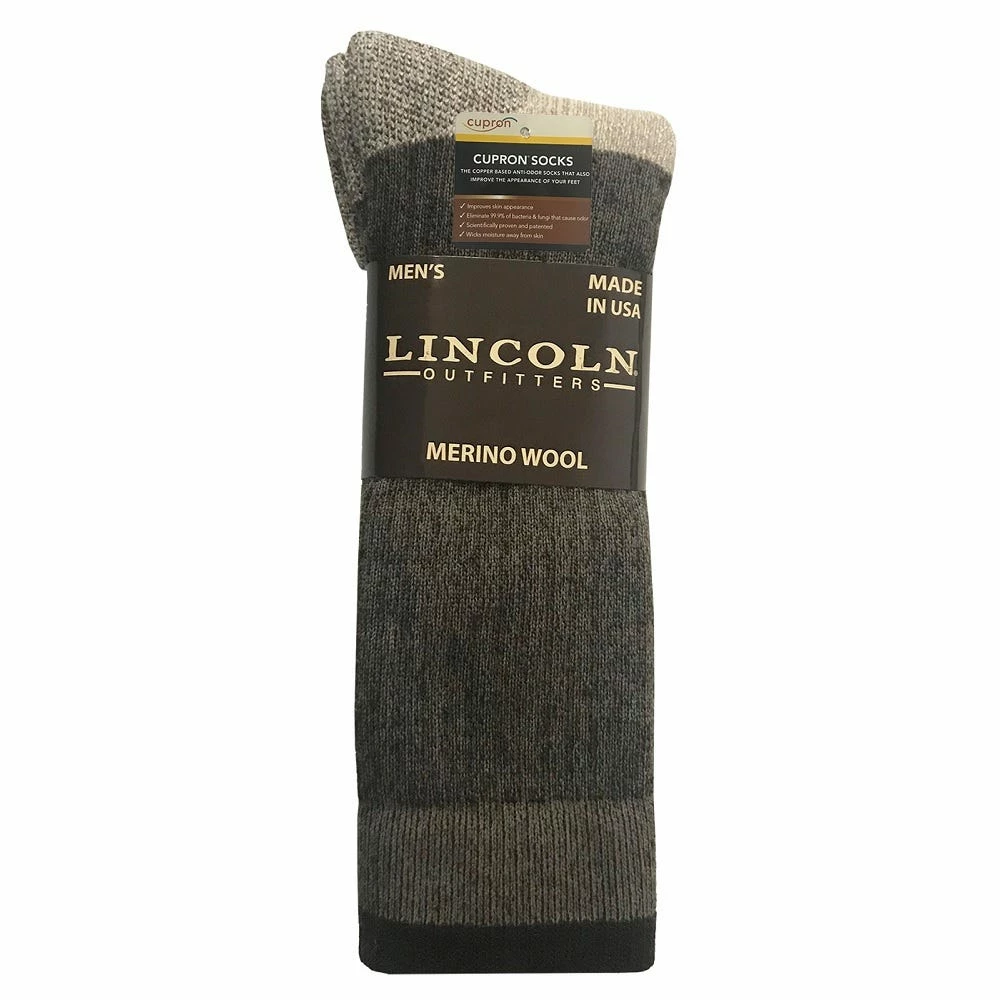 Lincoln Outfitters Men's Cupron Anti-Microbial Merino Wool Boot Sock Brown - RT/LO793-BRN - Socks 1 Lincoln Outfitters Men's Cupron Anti-Microbial Merino Wool Boot Sock Brown - RT/LO793-BRN - Socks
