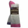 Lincoln Outfitters Women's Merino Wool Blend Boot Sock 2 Pack Grey - L2/704-FU-PU - Socks