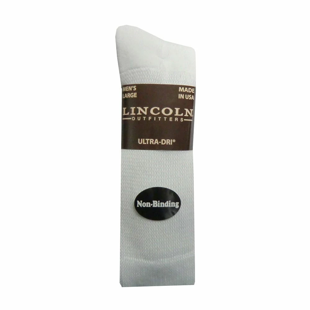 Lincoln Outfitters Men's Non-Binding Ultra-Dri Crew Sock 2 Pack White - L2/923-W - Socks 1 Lincoln Outfitters Men's Non-Binding Ultra-Dri Crew Sock 2 Pack White - L2/923-W - Socks
