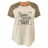 Lincoln Outfitters Ladies Short Sleeve Leopard Print Western Raglan Fashion T-Shirt - LO-LF18 - T-Shirts